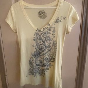 Yellow and grey v neck